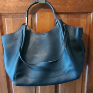 Elegant Black Leather Tote Bag